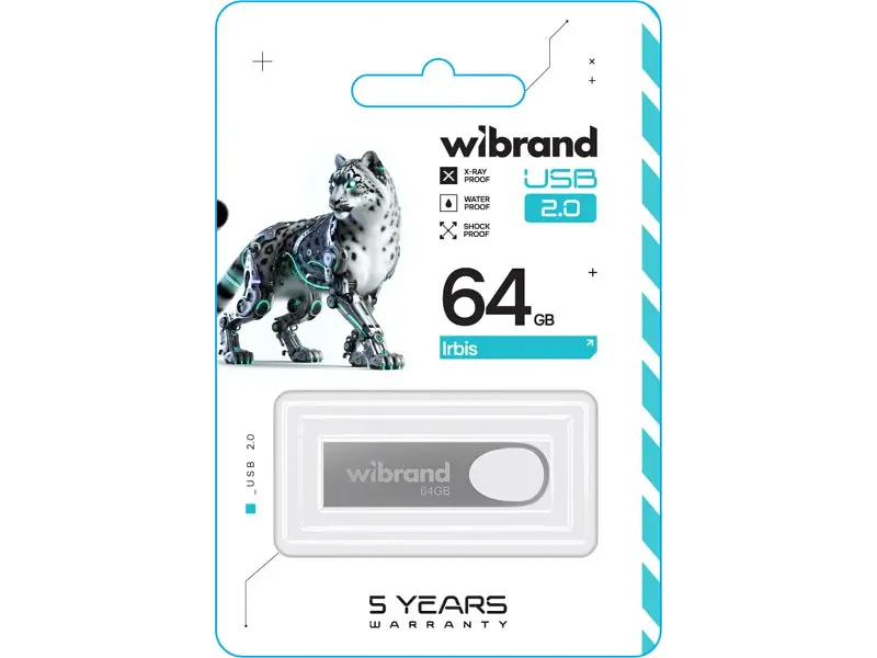 Флешка Wibrand 64 GB Irbis Silver USB 2.0 (WI2.0/IR64U3S) - фото 2