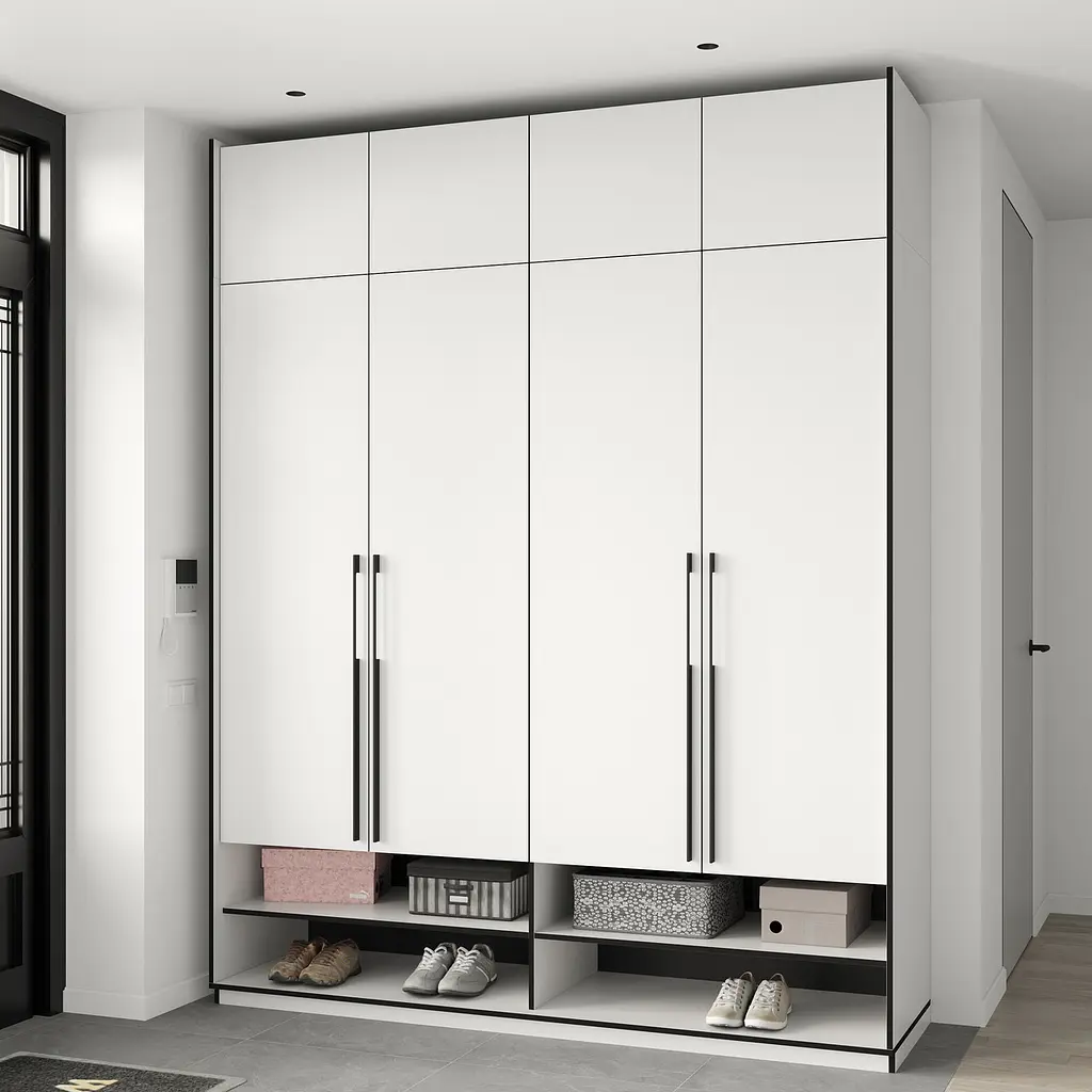 Шафа для одягу Flamecame у передпокій зі штангою та поличками на 4 двері FR-10 Білий - фото 3