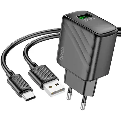 Зарядний пристрій HOCO CS21A Rich USB QC 3.0 + кабель USB-A — USB-C чорний (6942007609906) - фото 9