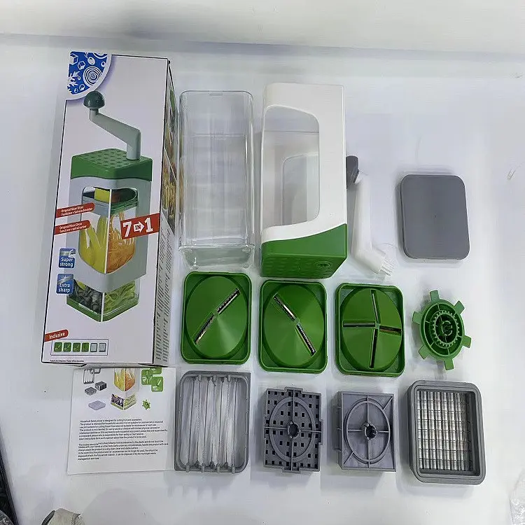 Ручна овочерізка з контейнером Genius Nicer Dicer Кухонний слайсер - терка з насадками 7 в 1 - фото 6