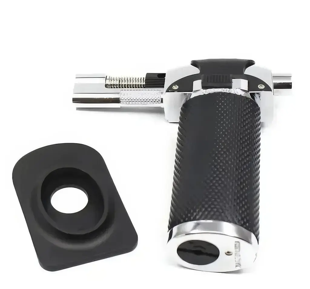 Газовий пальник із п'єзопідпалом 9960 Refillable Butane Child Resistant Чорний, портативний мініпальник - фото 6
