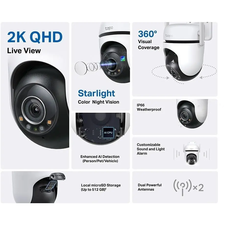 IP-камера зовнішня поворотна TP-LINK Tapo C-520WS 4MP N300 - фото 2