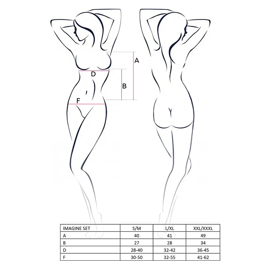 Комплект білизни Passion IMAGINE SET OpenBra L/XL, black, ліф - міні-сорочка, трусики з оборками - фото 5
