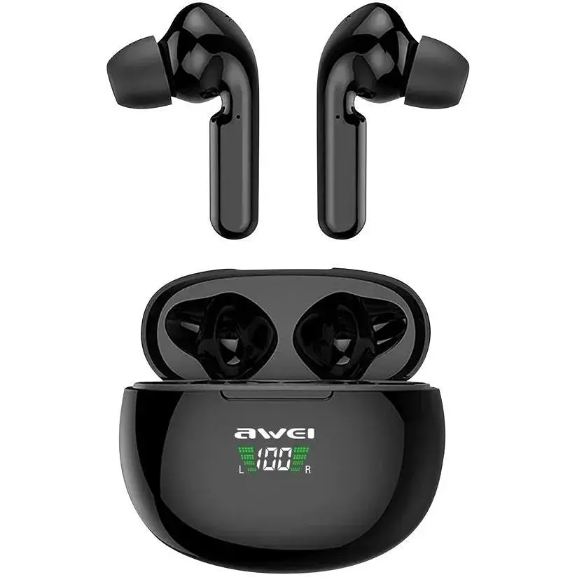 Наушники беспроводные Awei T15P TWS Bluetooth стерео гарнитура черная - фото 3