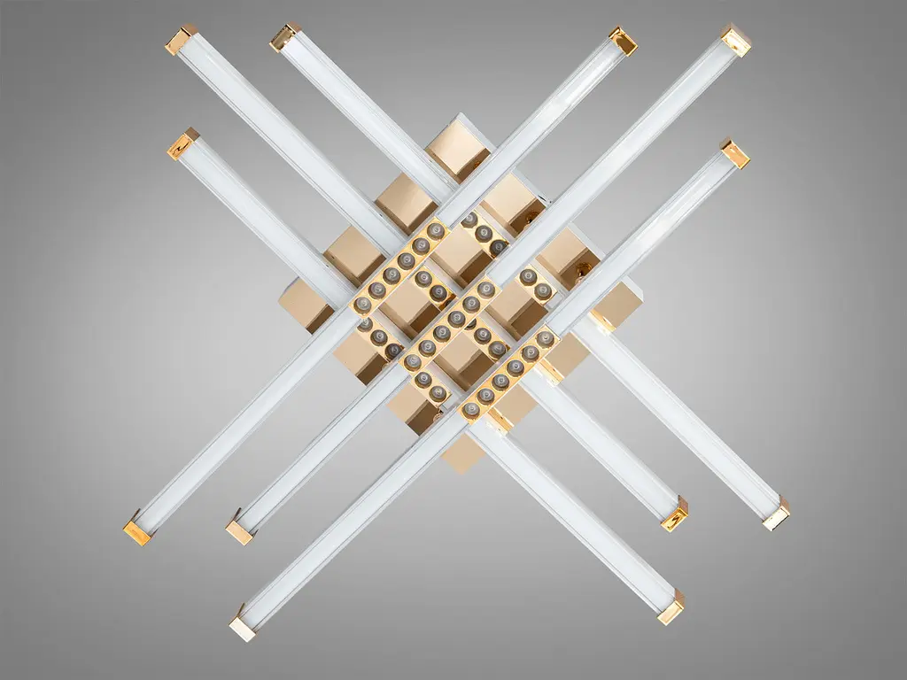 Сучасна стельова LED-люстра Diasha 2532WH+G dimmer Лінії білий+золото, 80Вт, 68 см, 10-20m² - фото 5