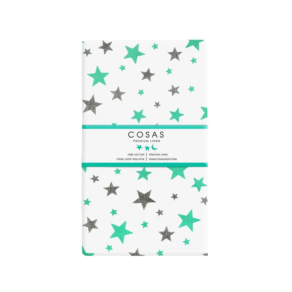 Набір простирадл полуторне Cosas MINT STARS/ GREY STARS 155х240 см (SetSheet_StarMintGrey_StarGrey_155х240) - фото 3