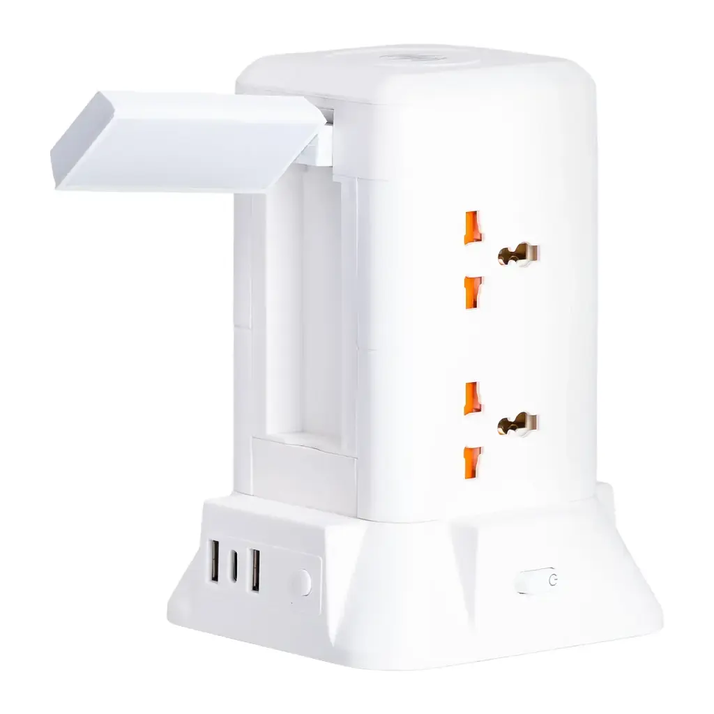 Сетевой фильтр-удлинитель Yiwu HP-5-1 TOWER B22 2.8 м 6 розеток 3USB + 1PD белый  - фото 3
