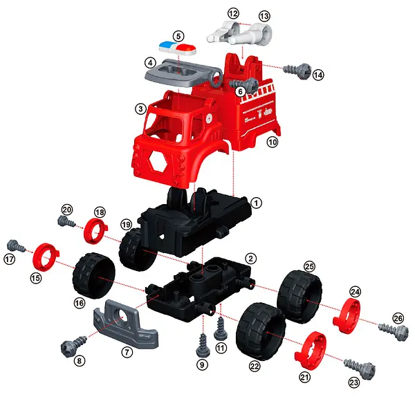Конструктор DIY Spatial Creativity Пожарный спецтранспорт, красный (CJ-1614177) - фото 4