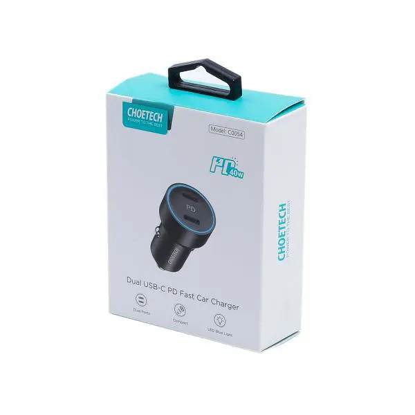 Автомобільний зарядний пристрій Choetech С0054BK 2xUSB-C, 40 Вт, PD - фото 8
