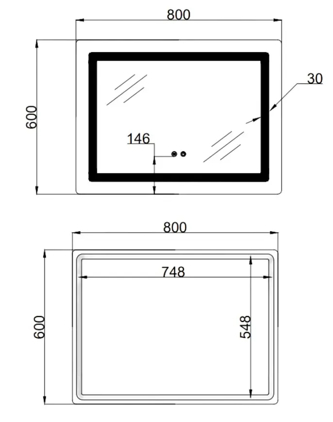 Дзеркало Lidz Kubis (KU2) 800х600 мм з LED-підсвічуванням Touch LD78LF9048060 - фото 11