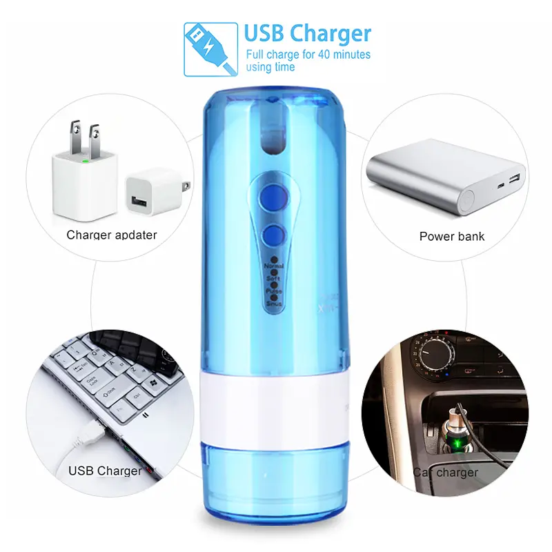 Ірригатор портативний для догляду за порожниною рота Power Floss PR40V original Блакитний - фото 5
