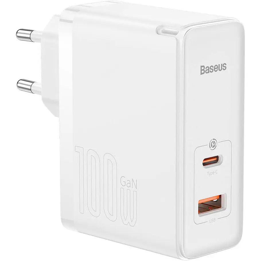 Мережевий зарядний пристрій Baseus GaN5 Pro Fast Charger C+U 100W + Cable USB-C White [CCGP090202] [96288] - фото 4