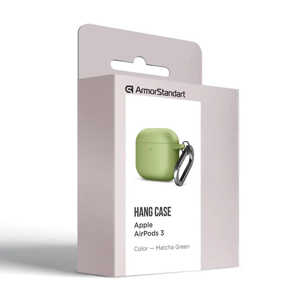 Силіконовий чохол для навушників Apple AirPods 3, Hang Case, зелений, ультратонкий захисний кейс товщиною 2 мм, захист від подряпин, пилу та ударів, компактний, з карабіном для кріплення, ArmorStandart (ARM60315) - фото 8