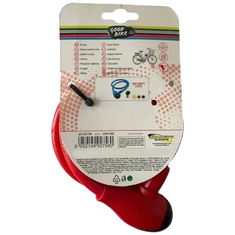Велозамок Good Bike Security Lock тросовий Ø12 x 1500 мм червоний (92758R-IS) - фото 3