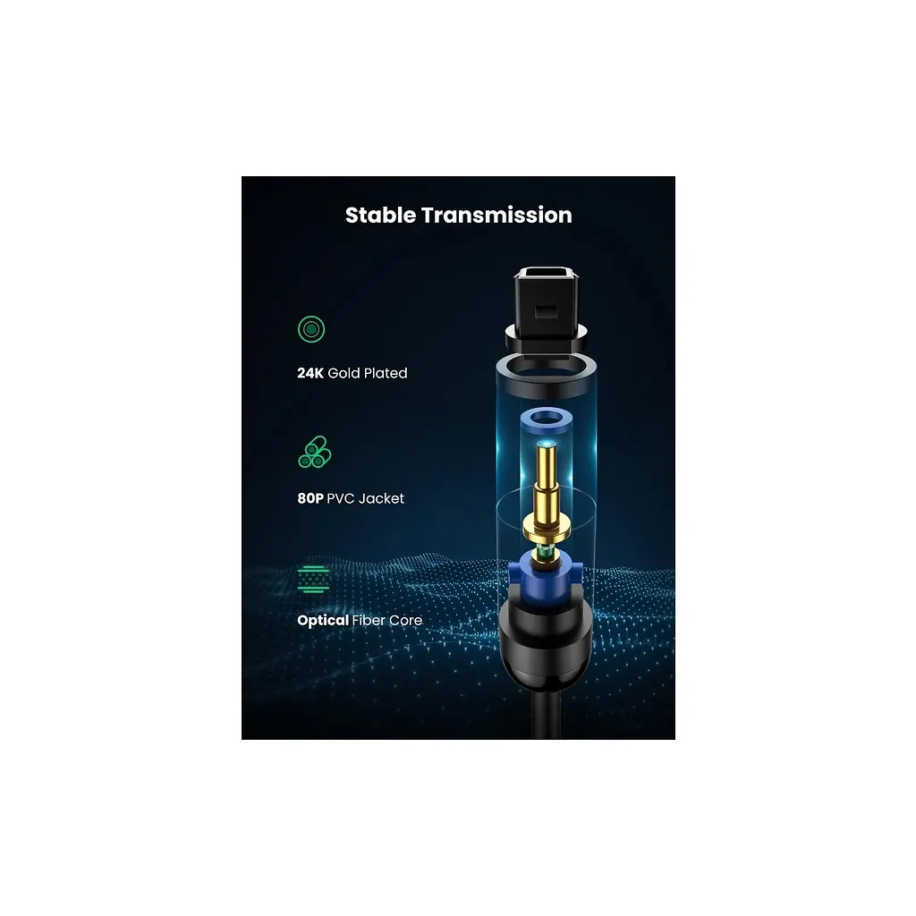 Кабель мультимедийный Optical Toslink 1.0m AV122 black Ugreen (70890) - фото 4