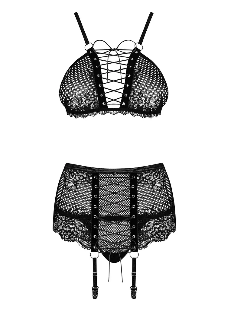 Комплект білизни Obsessive Basitta S/M чорний - фото 5