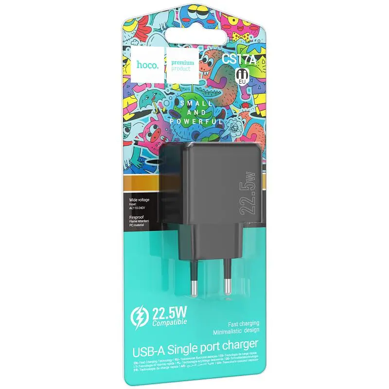 СЗУ Hoco CS17A Wish QC3.0 22.5W (1USB-A) Black - фото 2