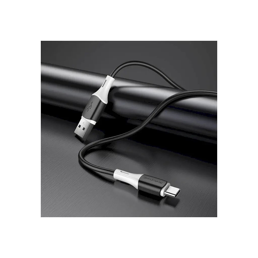 Дата кабель USB 2.0 AM to USB-C 1.0m 3A silicone BX79 black BOROFONE (6974443384789) - фото 4