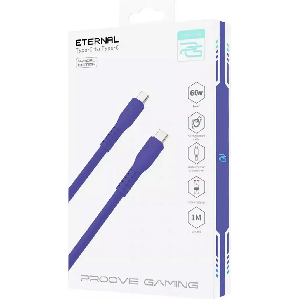 Кабель Proove Gaming Eternal USB-C to USB-C 60W 1m Purple (CCET60002215) [130736] - фото 3