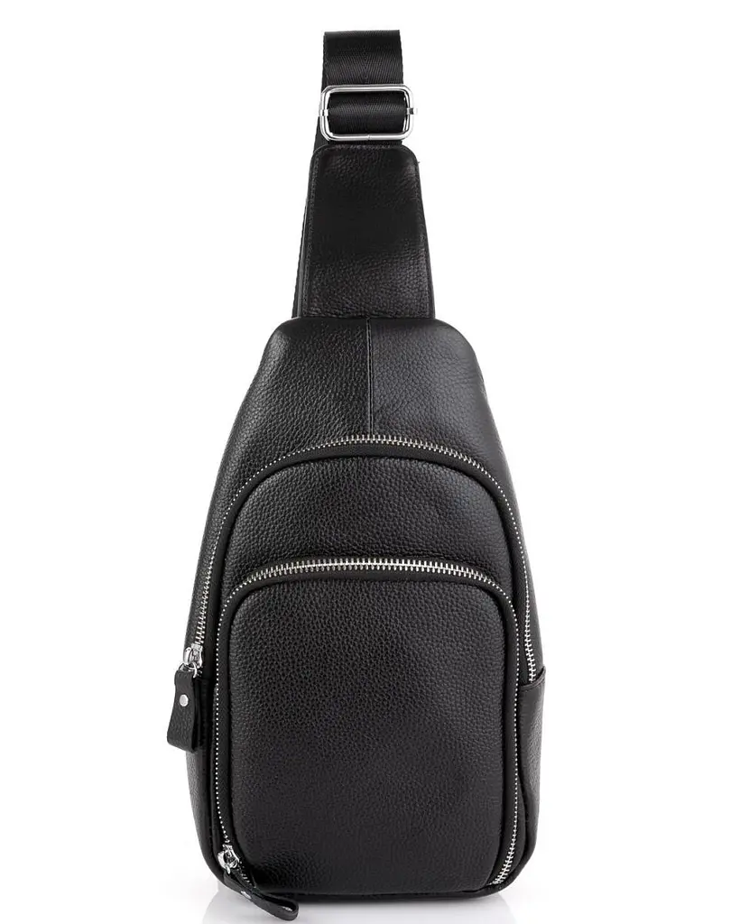 Шкіряний чорний слінг через плече Tiding Bag A25F-5058A - фото 3