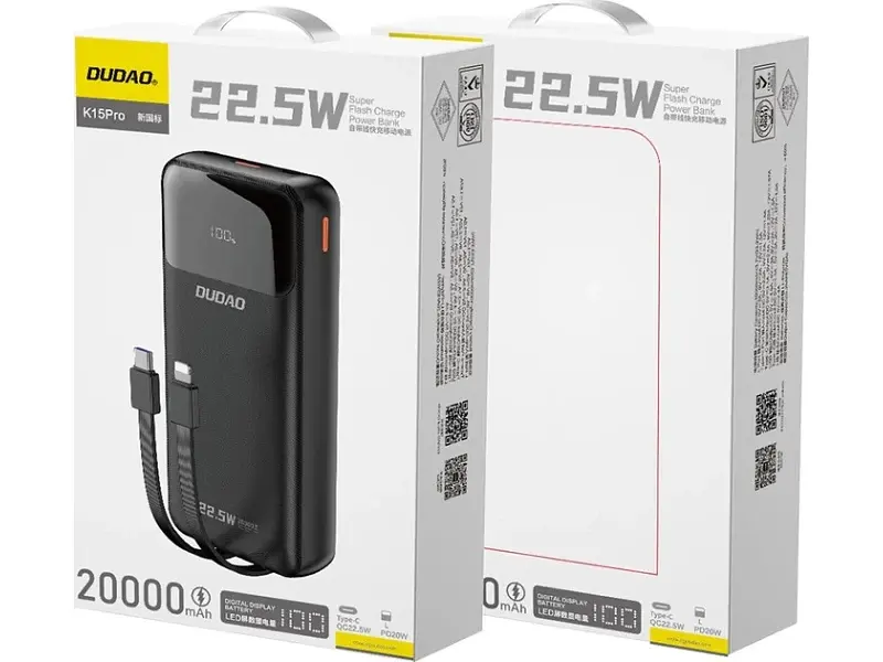 Зовнішній акумулятор (Power Bank) Dudao K15Pro 20000 mAh 22.5W Black (6977196682430) - фото 6