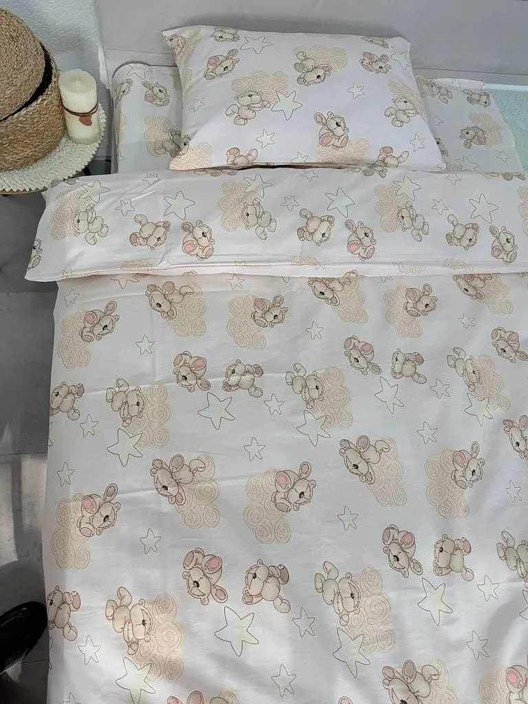 Дитячий комплект постільної білизни Ecotton 110х140 см персиковий Хмаринкові Ведмедики (21539) - фото 3