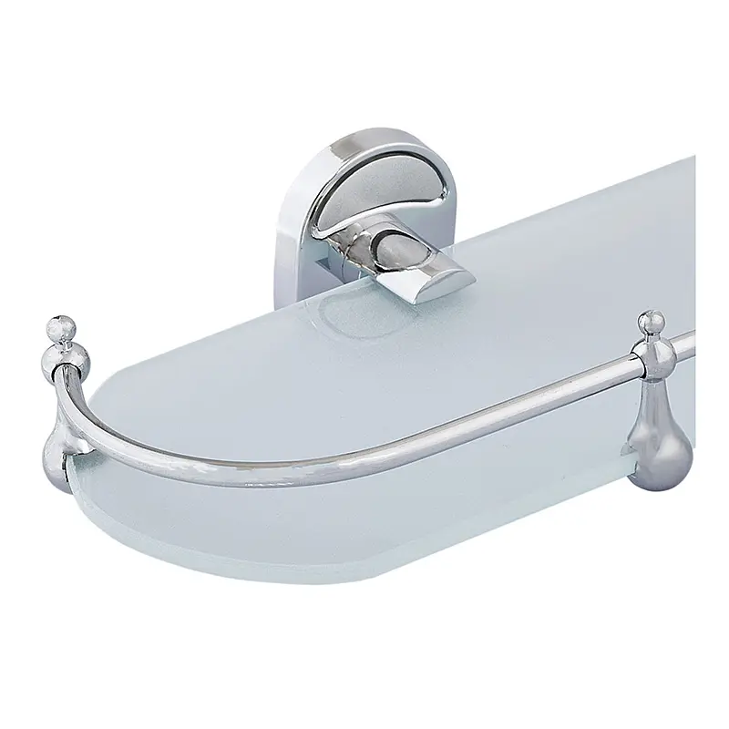 Полка с ограничителем Zerix AFB-0121-1 ZX5043, стекло Хром - фото 2