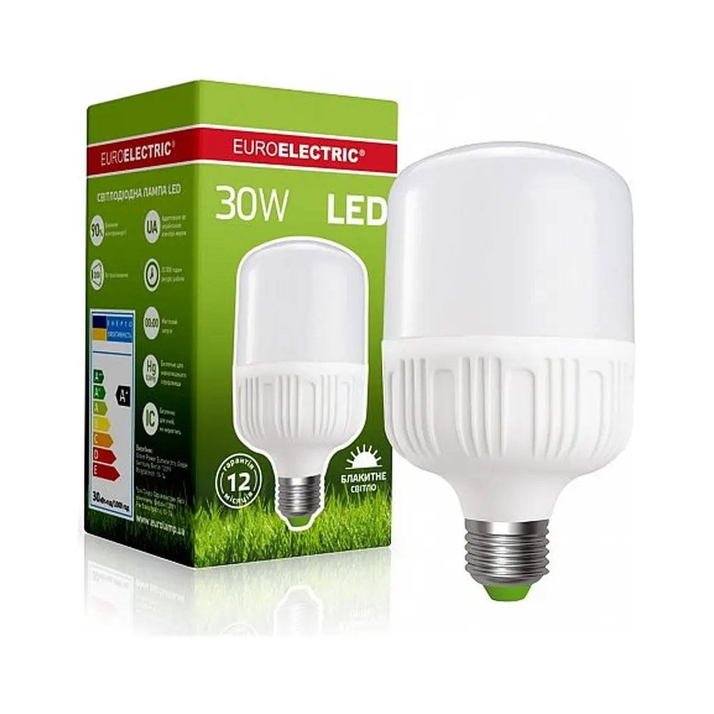 Лампочка EUROELECTRIC Plastic 30W E27 6500K 220V (LED-HP-30276(P)) - фото 2