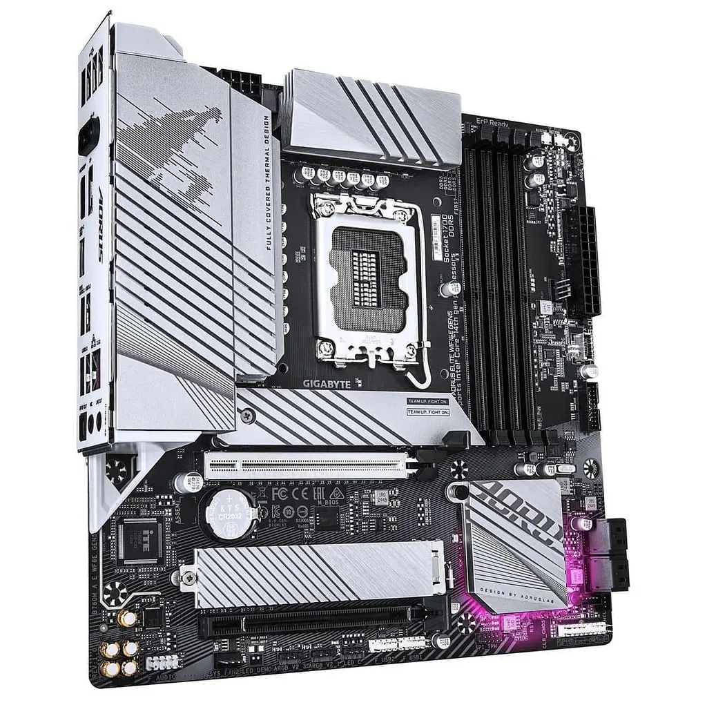 Материнська плата GIGABYTE B760M AORUS ELITE WIFI6E GEN5 (B760M AORUS ELITE WIFI6E GEN5) (Socket 1700, Intel B760, Micro-ATX) - фото 2