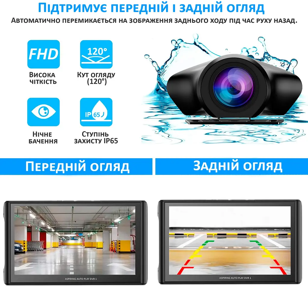 Портативний монітор Aspiring Auto Play DVR 1, Magnet, CarPlay, Android auto - фото 13