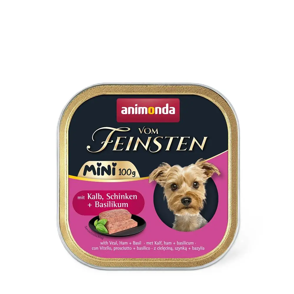Вологий корм для собак дрібних порід Animonda Vom Feinsten Adult Mini з телятиною, шинкою + базилік 100 г (арт.AM-82360)