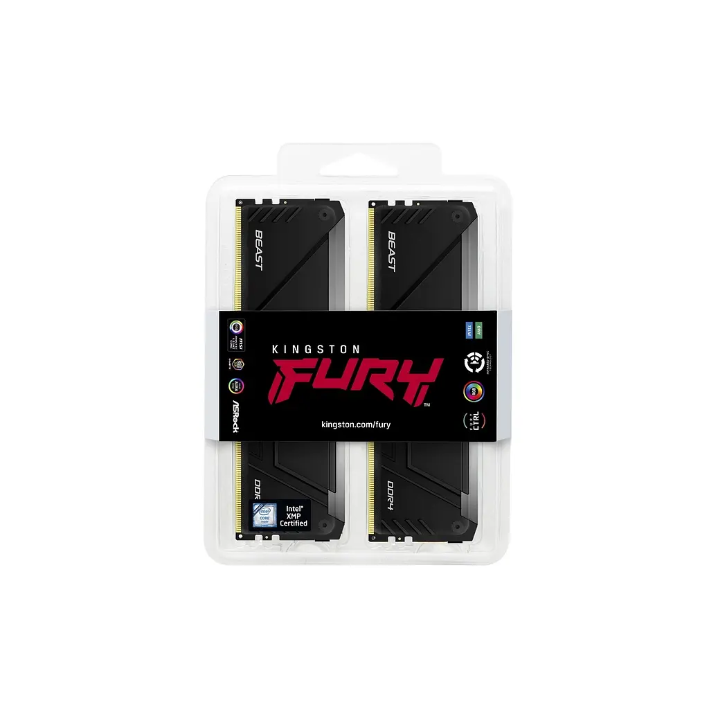 Модуль памяти для компьютера DDR4 32GB (2x16GB) 3200 MHz Beast RGB Black Kingston Fury (ex.HyperX) (KF432C16BB12AK2/32WP) - фото 5