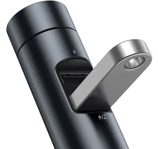 Автомобільний FM-модулятор Baseus Energy Column + bluetooth (2USB) CCNLZ-C0G (Темно-сірий) - фото 7