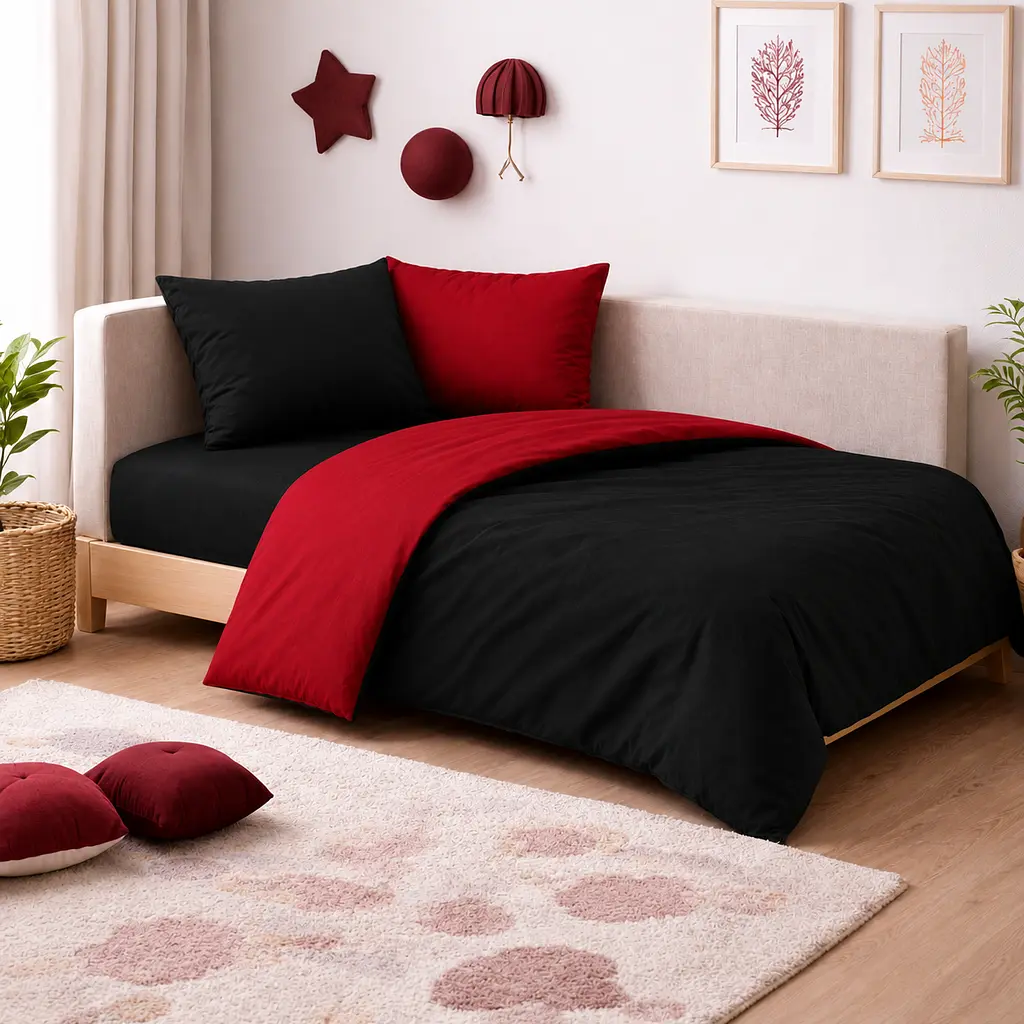 Дитяча постільна білизна MIRSON JUNIOR фланель Black/Red 150х220см (2200012801734) - фото 3