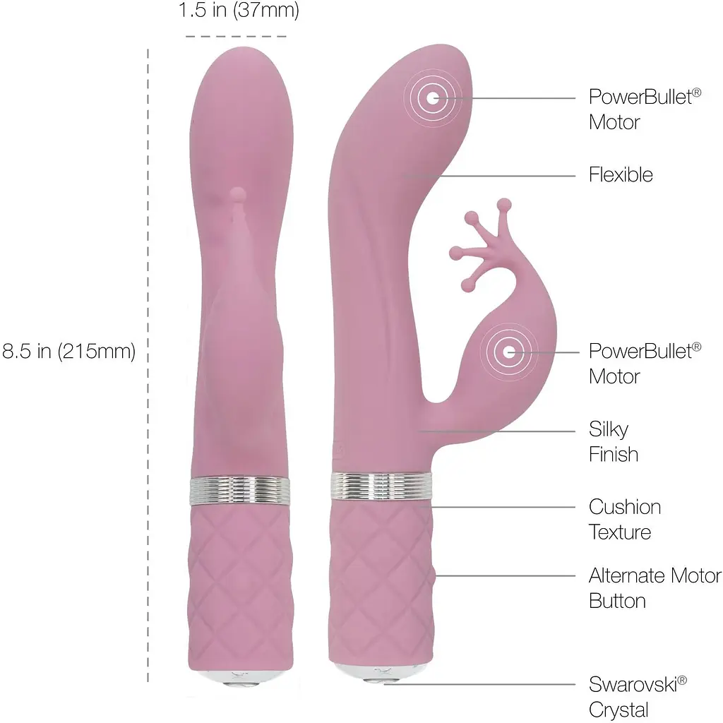 Роскошный вибратор-кролик Pillow Talk - Kinky Pink с кристаллом Сваровски - фото 8