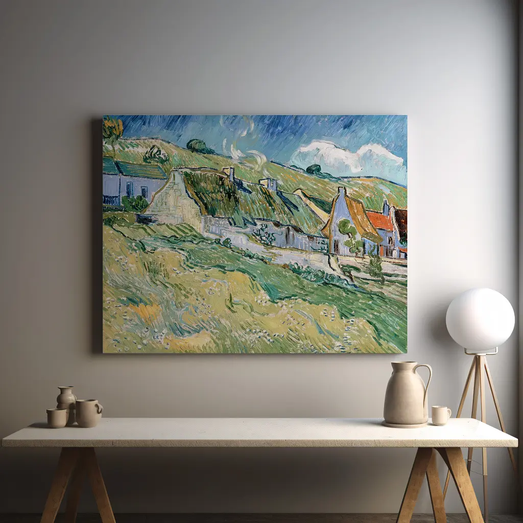 Інтер'єрна картина Халупки, Вінсент ван Гог, Vincent van Gogh, Thatched Cottages, інтер'єрний декор, 60×80 см (id6662) - фото 3