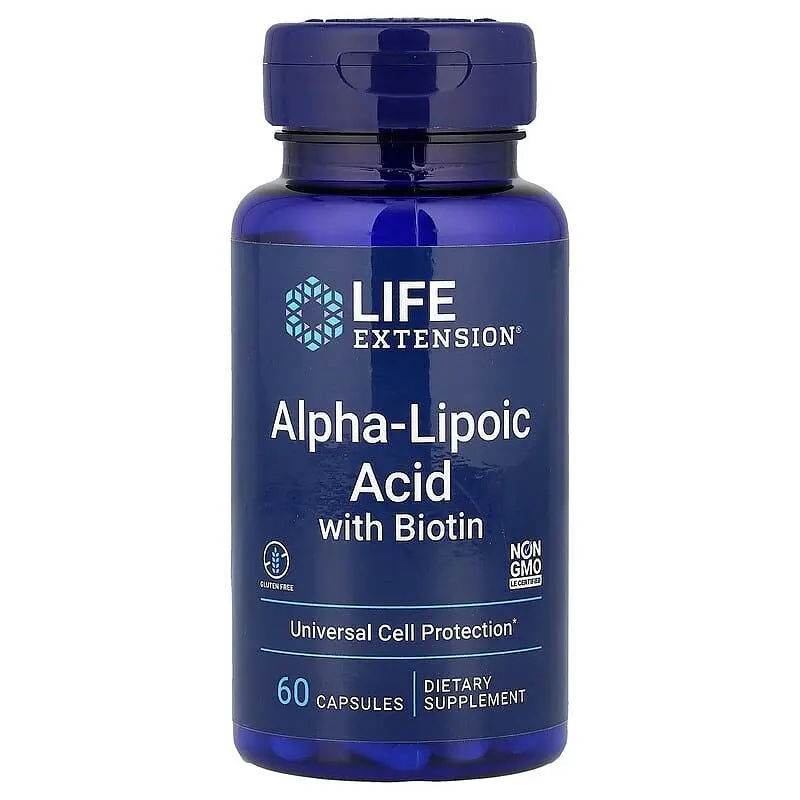 Натуральна добавка Life Extension Alpha-Lipoic Acid with Biotin, 60 капсул
