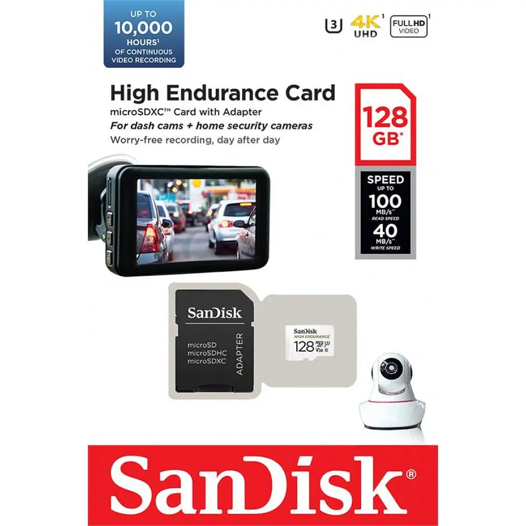 Карта пам'яті SanDisk 128GB microSDXC class 10 UHS-I U3 V30 High Endurance (SDSQQNR-128G-GN6IA) - фото 2