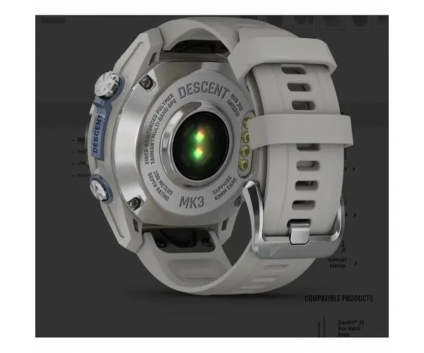 Смарт-годинник Garmin Descent Mk3 43 mm Stainless Steel with Fog Gray Silicone Band (010-02753-04/03) - фото 8