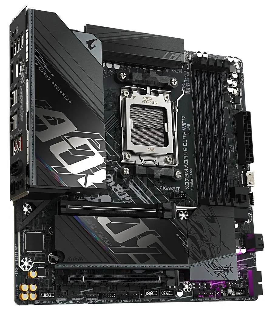 Материнская плата Gigabyte X870M AORUS ELITE WIFI7 (X870M AORUS ELITE WIFI7) (Socket AM5, AMD X870, Micro-ATX) - фото 3