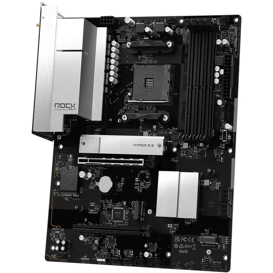ASRock B550 Rock WiFi (AM4/B550, 4*DDR4, 2xPCIex16, HDMI, 4xSATA, 3xM.2, 2.5GLan, 7.1ch, ATX) - фото 3