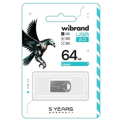 USB флеш накопичувач Wibrand 64GB Hawk Silver USB 2.0 (WI2.0/HA64M1S) - фото 2