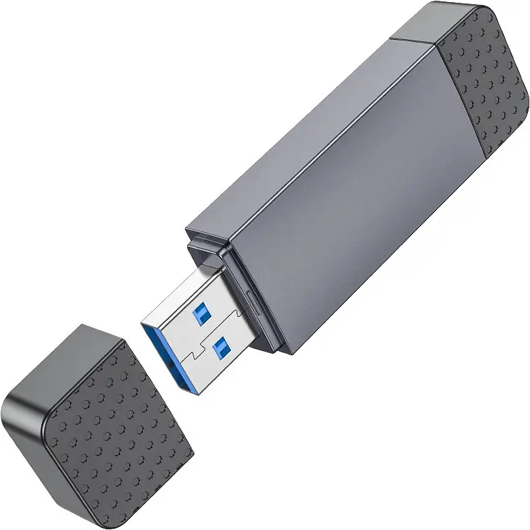 Картридер Hoco HB45 Spirit 2in1 Сard Reader USB-A/Type-C 3.0 metal gray - фото 2