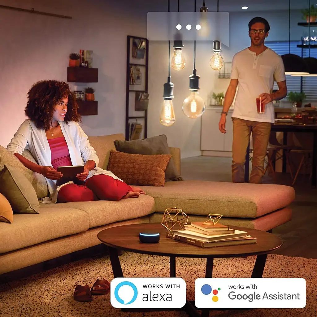 Лампочка Philips Hue White E27 Filament G93 550 lm, теплый белый свет, затемненный, управляемый через приложение, совместимый с Amazon Alexa - фото 6