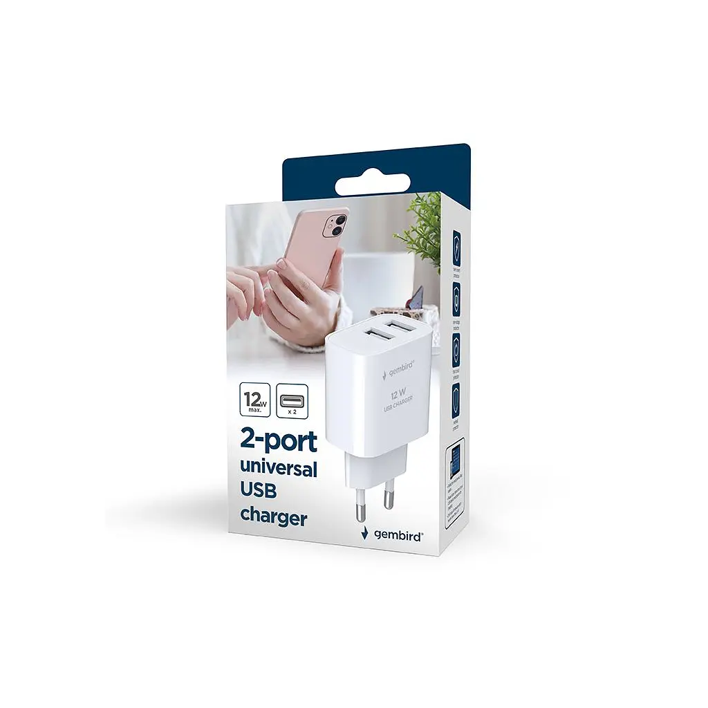 Зарядний пристрій Gembird 2xUSB 12 Вт чорний (TA-UC-2A12-01-BK) - фото 4