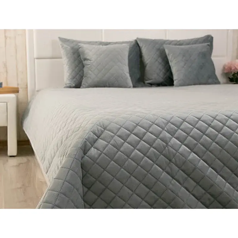 Покривало Руно двостороннє декоративне Velour Dark Grey ромб 150х220 см (360.55_Dark Grey ромб) - фото 5