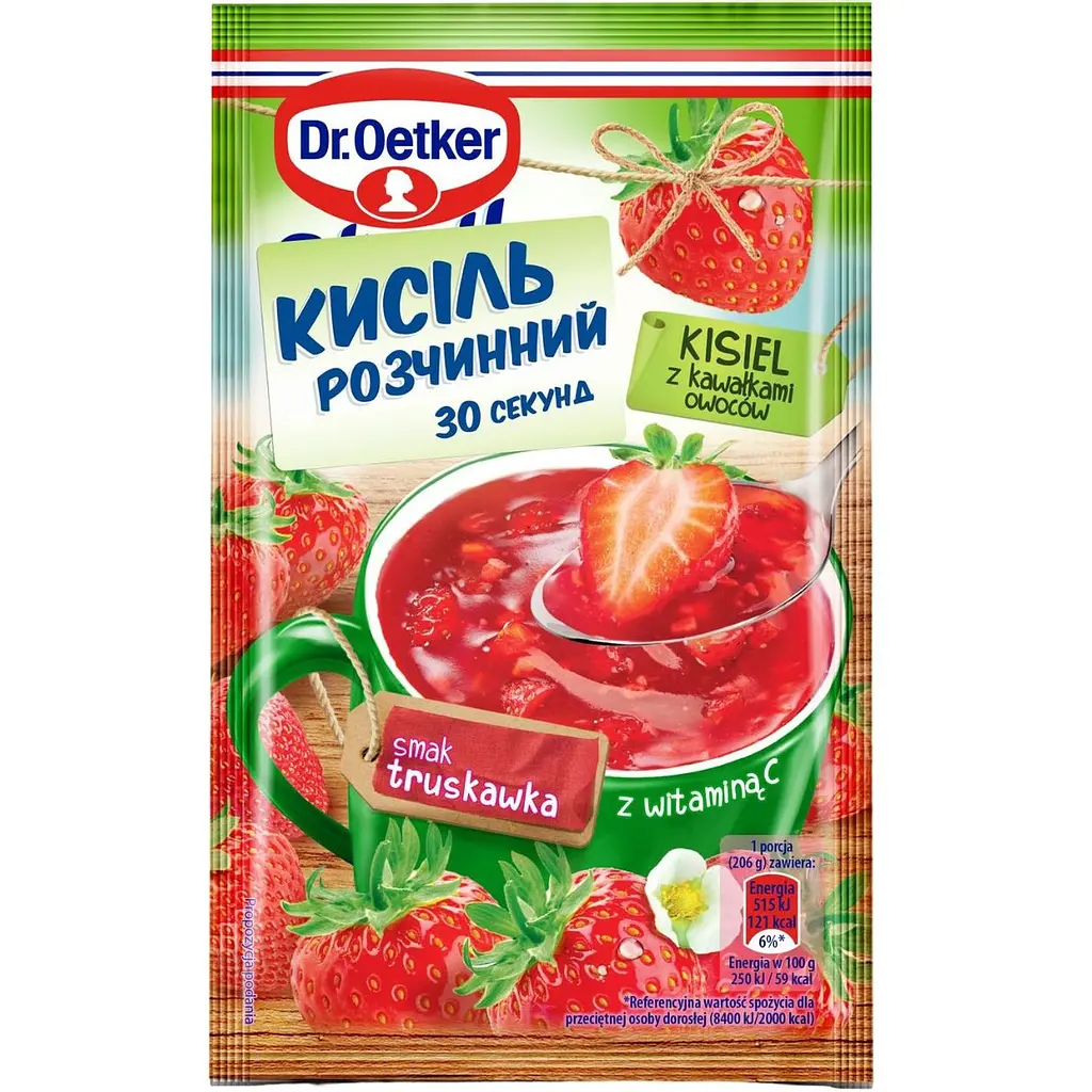 Кисіль Dr.Oetker Смак полуниці зі шматочками фруктів 31.5 г (916691) - фото 1