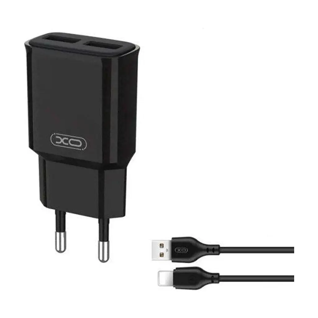 Зарядний пристрій XO L92C (2USB/2.4A) + USB - Lightning Чорний (XO-L92C-L) - фото 5