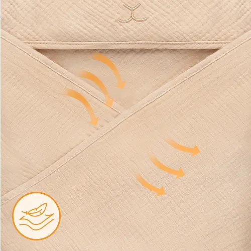 Рушник з капюшоном Lionelo Muslin Hooded Towel Beige Sand 80х80 см - фото 4