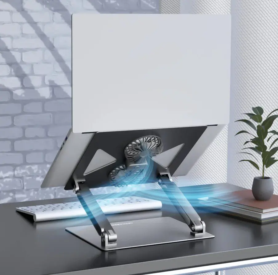 Охолоджувальна підставка для ноутбука до 15.6 дюймів OfficePro LS-121-G 2xfans Aloy Aluminum Gray - фото 3